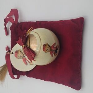 Charming CUNARD LINE Teddy Bear Holiday Ornament with Red Accents